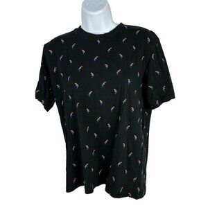Eighth Avenue Black Parrot Print T-Shirt Small 100% Cotton Made In India